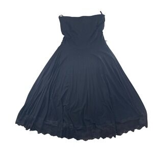 Whimsigoth Black Strapless Lace Trim Midi Dress M Stretchy Fairy Classic Capsule
